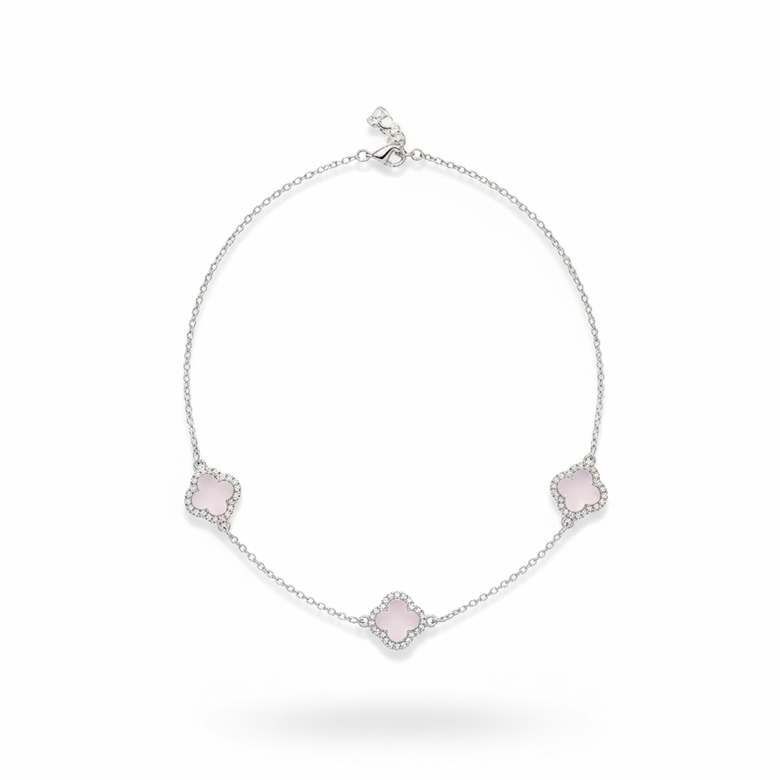 Pink clover 925 chain