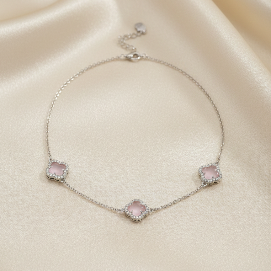 Pink clover 925 chain