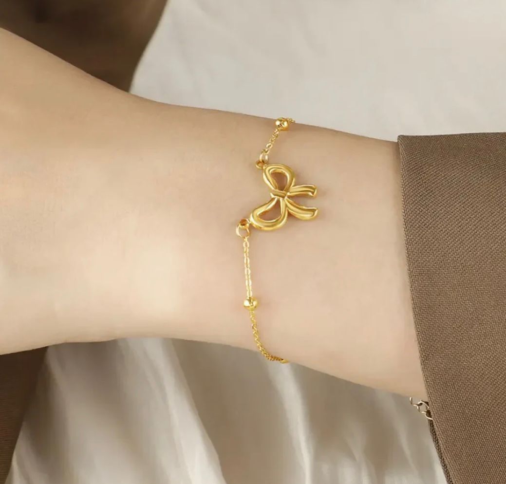 BOW BEADS CHAIN BRACELET