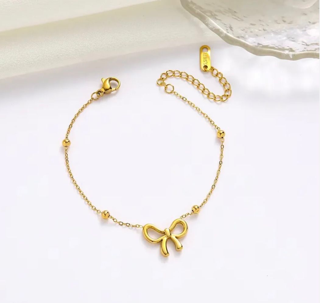 BOW BEADS CHAIN BRACELET