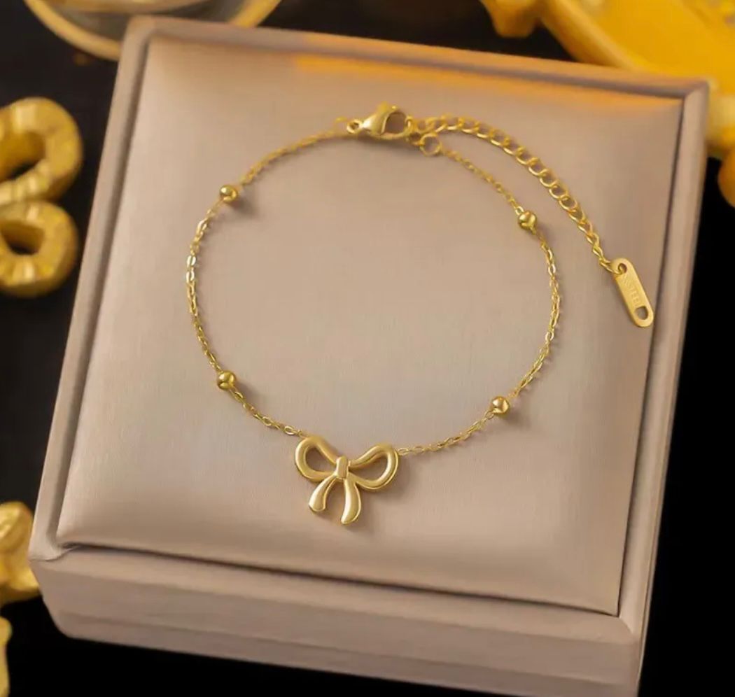BOW BEADS CHAIN BRACELET