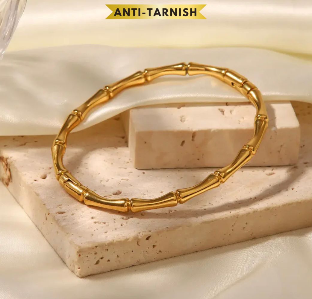 GOLD BAMBOO INSPIRED BANGLE BRACELET