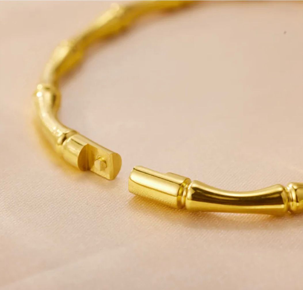 GOLD BAMBOO INSPIRED BANGLE BRACELET